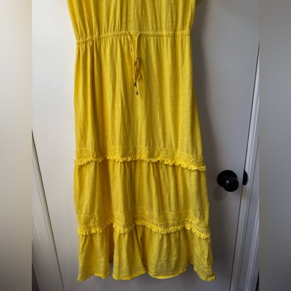 Ralph Lauren Yellow Puff Sleeve V-Neck Dress Sz M - Picture 6 of 14